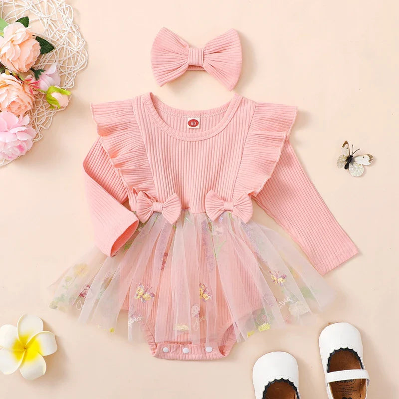Baby Girl 2Pcs Romper Tutu Set with headband (0M-24M)