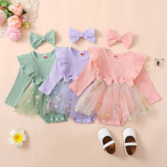 Baby Girl 2Pcs Romper Tutu Set with headband (0M-24M)