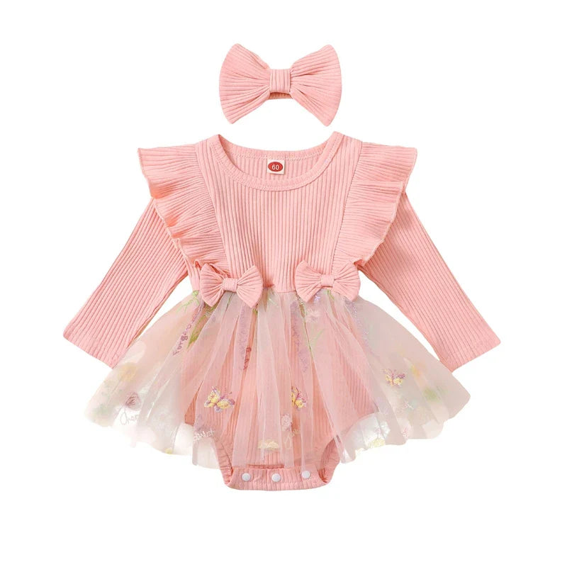 Baby Girl 2Pcs Romper Tutu Set with headband (0M-24M)