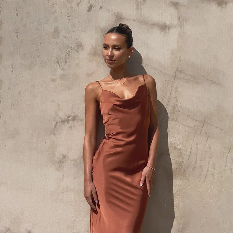 Eleanor™ | Satin Cowl Neck Maxi Dress