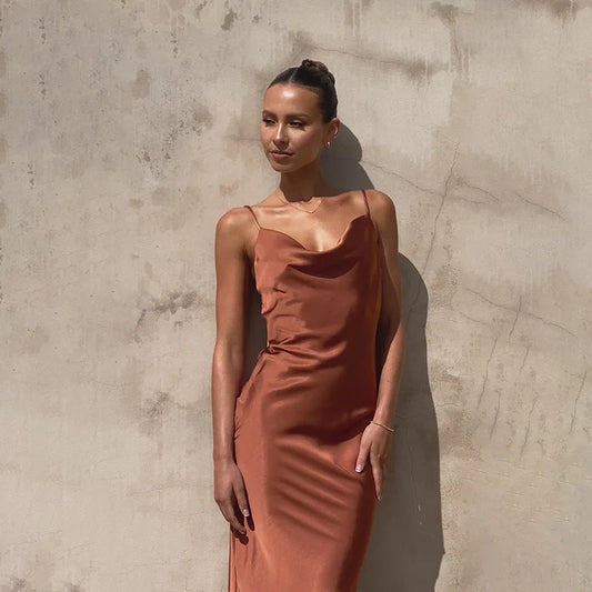 Eleanor™ | Satin Cowl Neck Maxi Dress