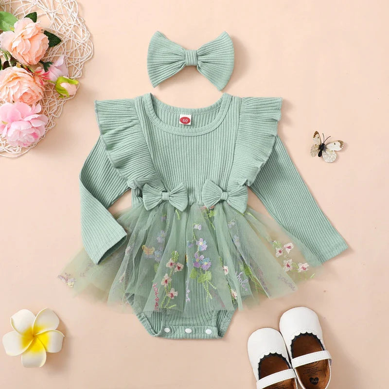 Baby Girl 2Pcs Romper Tutu Set with headband (0M-24M)
