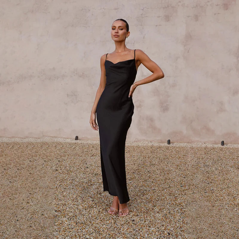 Eleanor™ | Satin Cowl Neck Maxi Dress