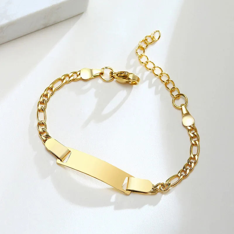 Baby Kids Bracelet, Stainless Steel Chain Bracelet Adjustable Link without Name,Girl Boy Children Birthday Gift