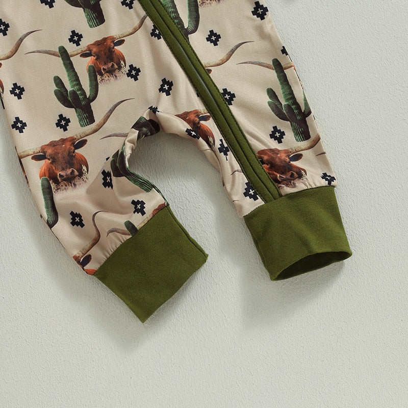 Baby Boys Jumpsuit Cow/Horse Print Zipped (3M-12M)