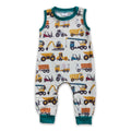 Sleeveless construction trucks baby boy romper
