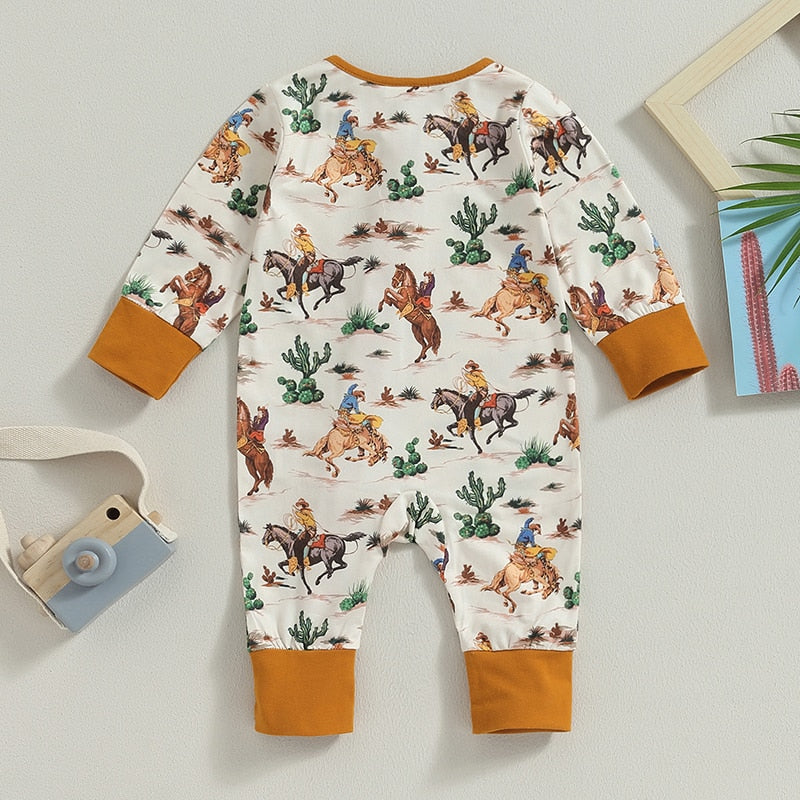 Baby Boys Jumpsuit Cow/Horse Print Zipped (3M-12M)