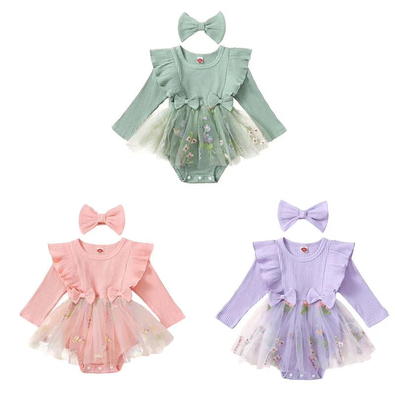 Baby Girl 2Pcs Romper Tutu Set with headband (0M-24M)