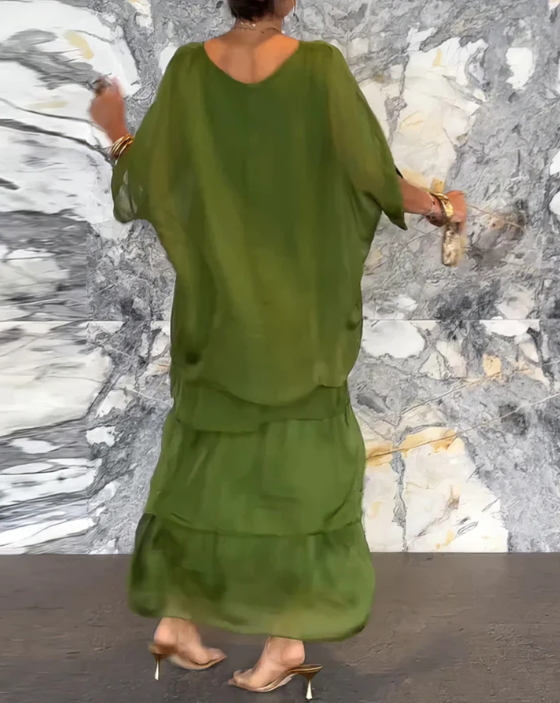 Mirella™ | Flowing Round-Neck Maxi Dress