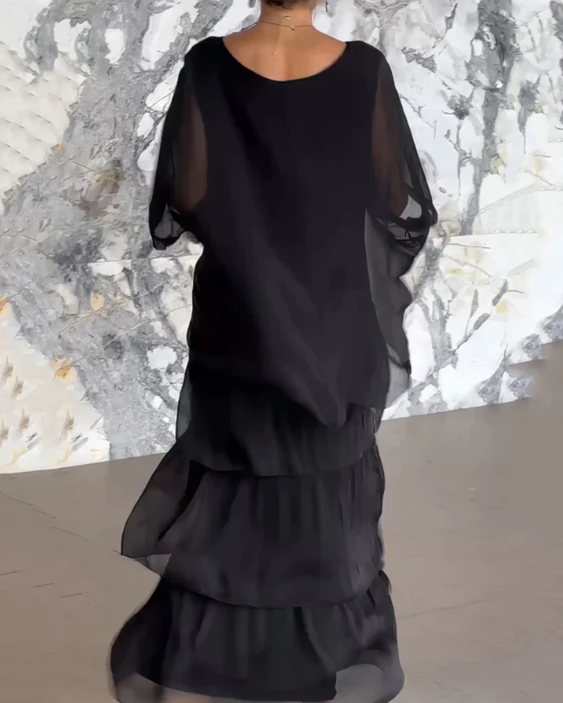 Mirella™ | Flowing Round-Neck Maxi Dress