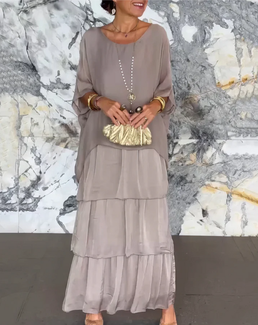 Mirella™ | Flowing Round-Neck Maxi Dress