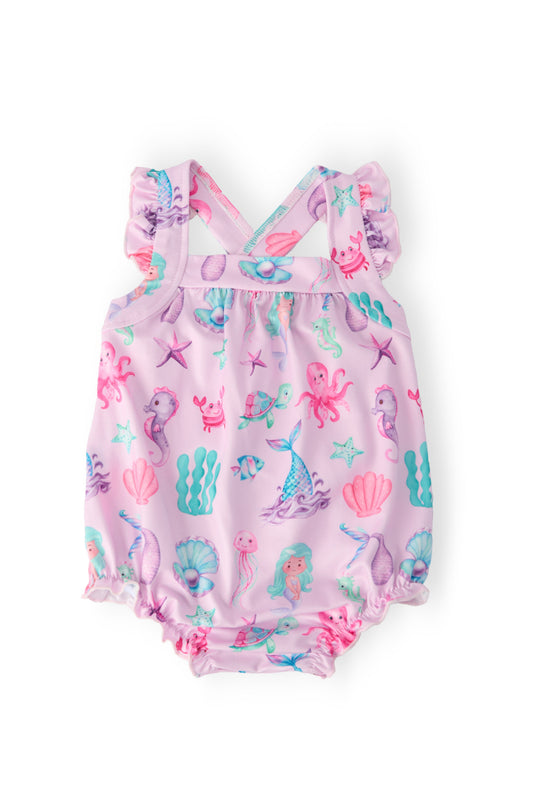 Under the Sea Ruffle Cross Back Romper (0M-24M)