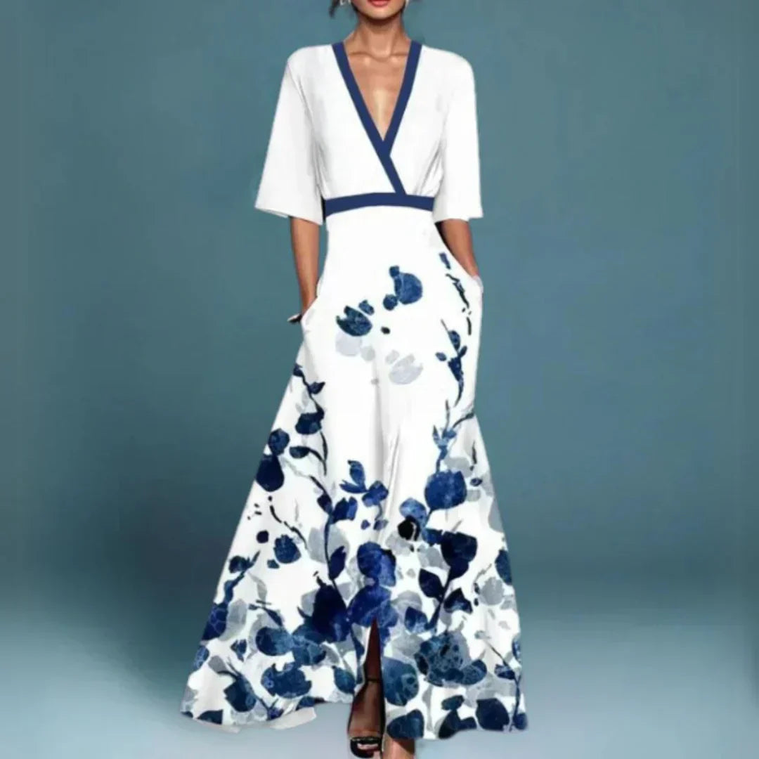 Jamie | Stylish V-Neck Floral Maxi Dress