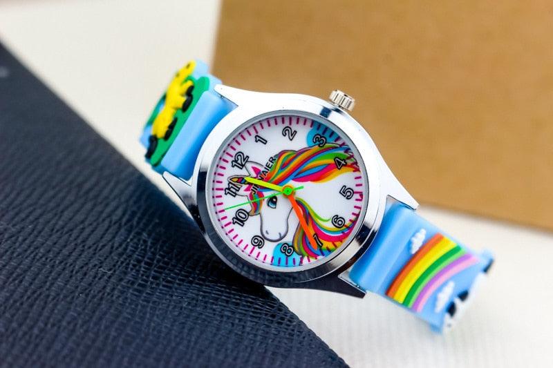Cartoon Unicorn Childrens Watch 3D Rainbow Pony Girl Wristwatch Quartz (5 Colors)