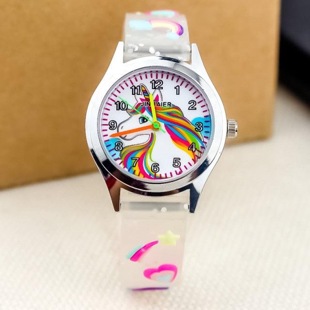 Cartoon Unicorn Childrens Watch 3D Rainbow Pony Girl Wristwatch Quartz (5 Colors)