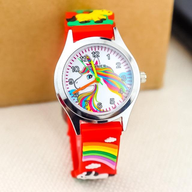 Cartoon Unicorn Childrens Watch 3D Rainbow Pony Girl Wristwatch Quartz (5 Colors)