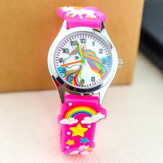 Cartoon Unicorn Childrens Watch 3D Rainbow Pony Girl Wristwatch Quartz (5 Colors)