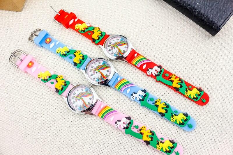 Cartoon Unicorn Childrens Watch 3D Rainbow Pony Girl Wristwatch Quartz (5 Colors)