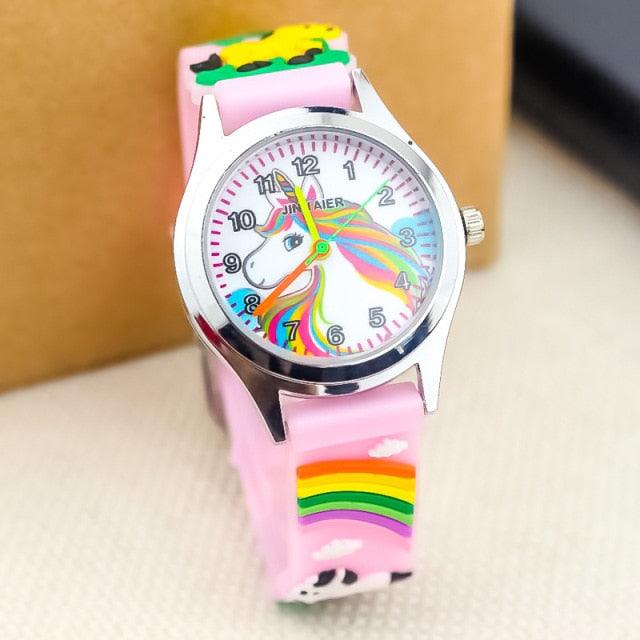 Cartoon Unicorn Childrens Watch 3D Rainbow Pony Girl Wristwatch Quartz (5 Colors)