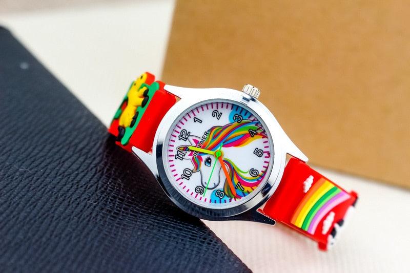 Cartoon Unicorn Childrens Watch 3D Rainbow Pony Girl Wristwatch Quartz (5 Colors)
