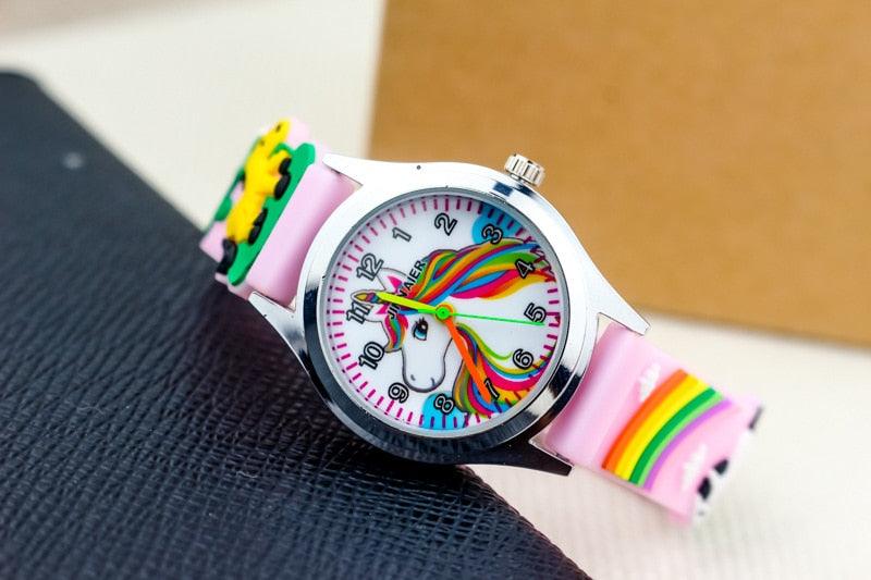 Cartoon Unicorn Childrens Watch 3D Rainbow Pony Girl Wristwatch Quartz (5 Colors)