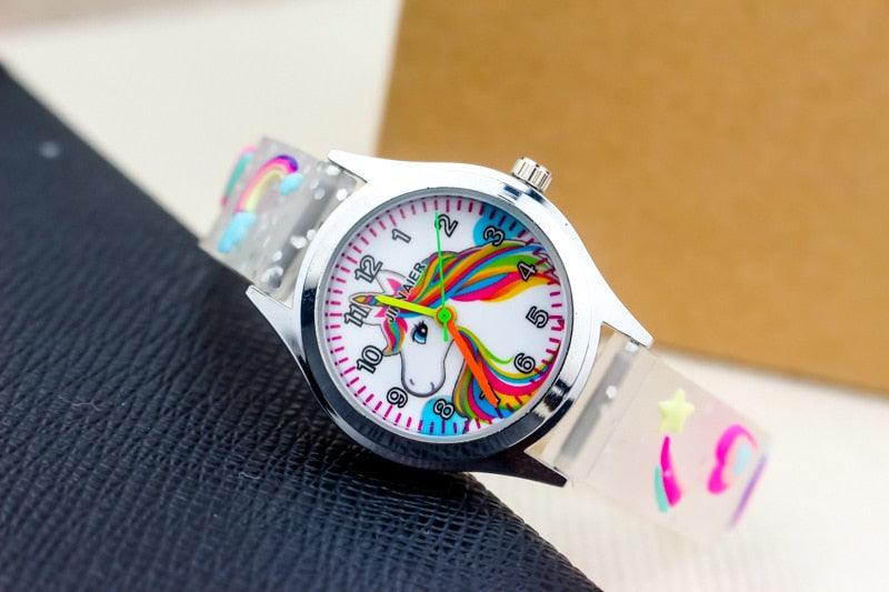 Cartoon Unicorn Childrens Watch 3D Rainbow Pony Girl Wristwatch Quartz (5 Colors)