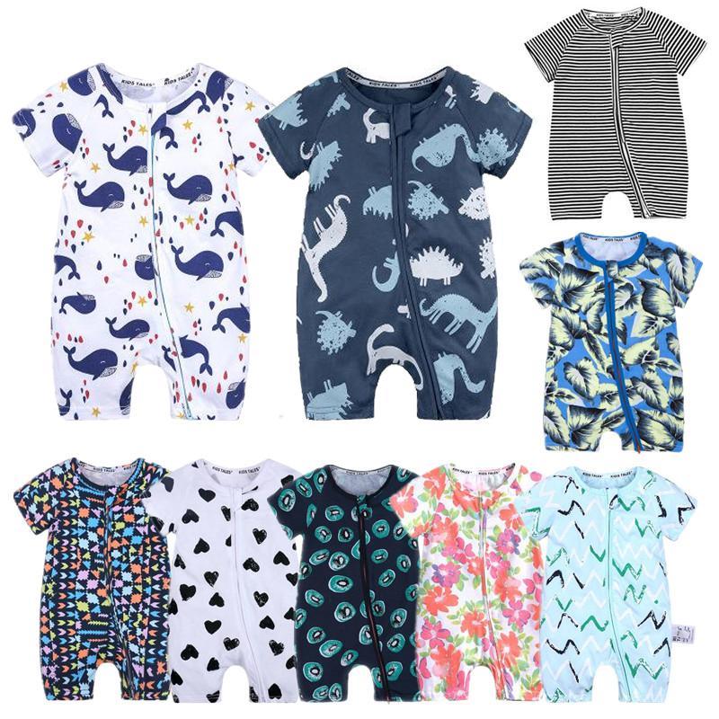 Printed Animal Baby Short Sleeved Cotton Jumpsuit Clothing For Girls and Boys (6M-3T)