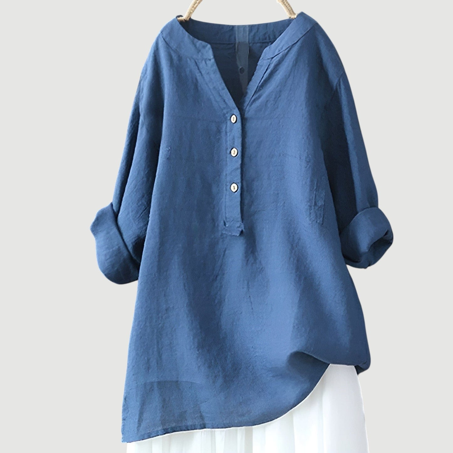 Macey Button-Front Linen Shirt