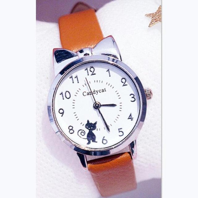 Cute Fashion Watch for Children Stainless Steel Dial Leather (12 colors)