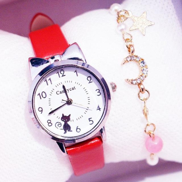 Cute Fashion Watch for Children Stainless Steel Dial Leather (12 colors)