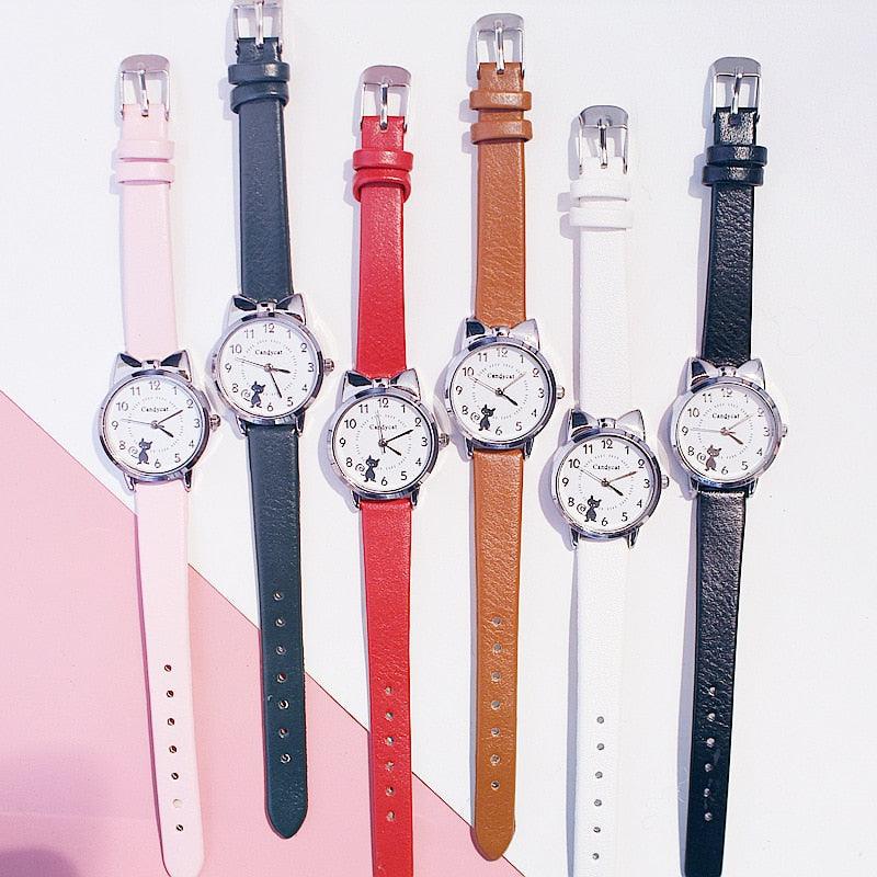 Cute Fashion Watch for Children Stainless Steel Dial Leather (12 colors)