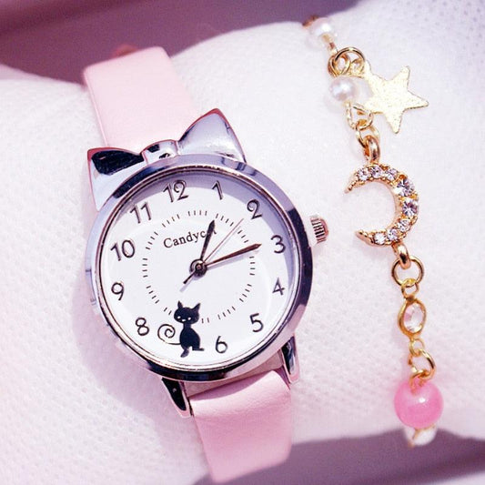 Cute Fashion Watch for Children Stainless Steel Dial Leather (12 colors)
