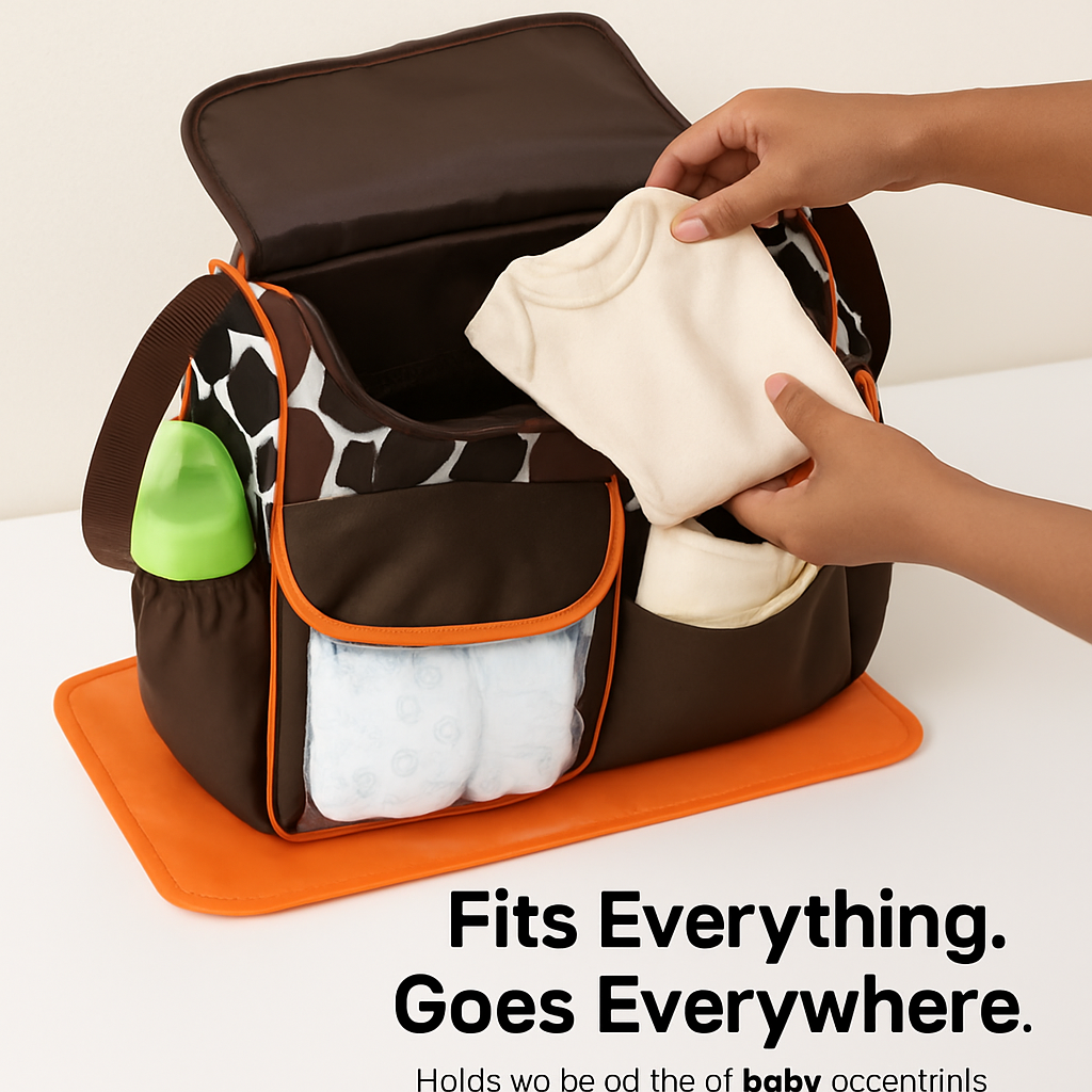Mummy Diaper Bag with Wipeable Changing Pad, Travel Tote