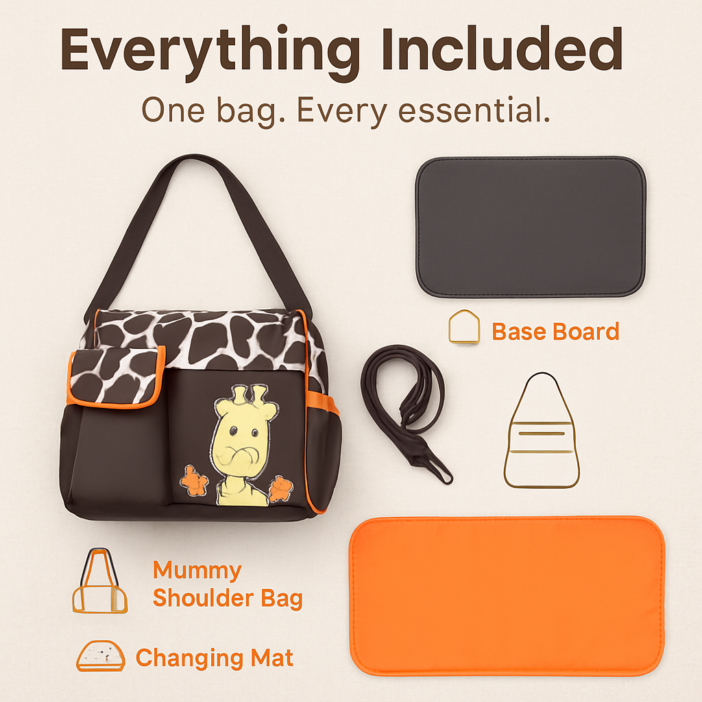 Mummy Diaper Bag with Wipeable Changing Pad, Travel Tote