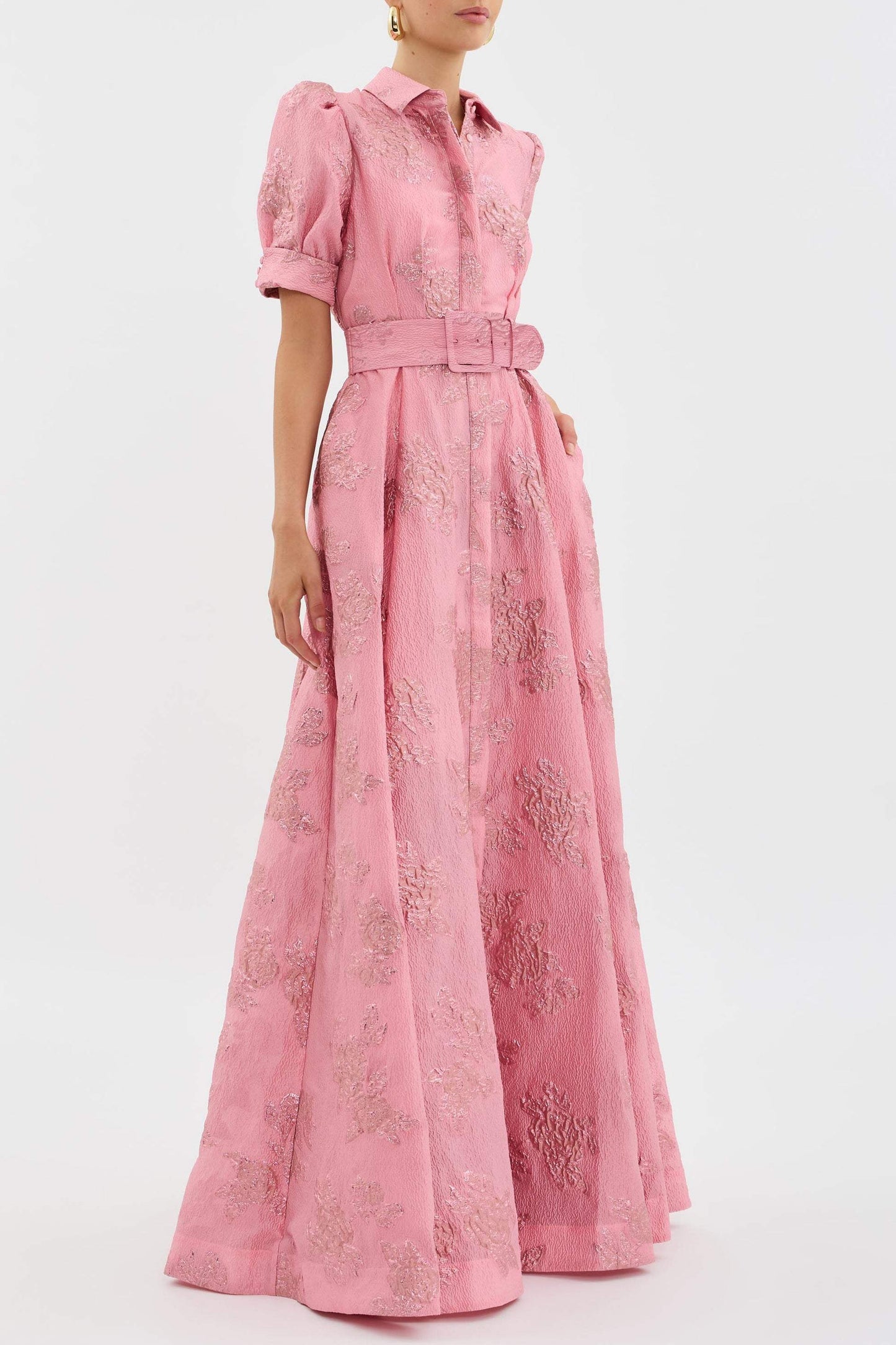 Lily ™ | Elegant Pink Belted Maxi Dress