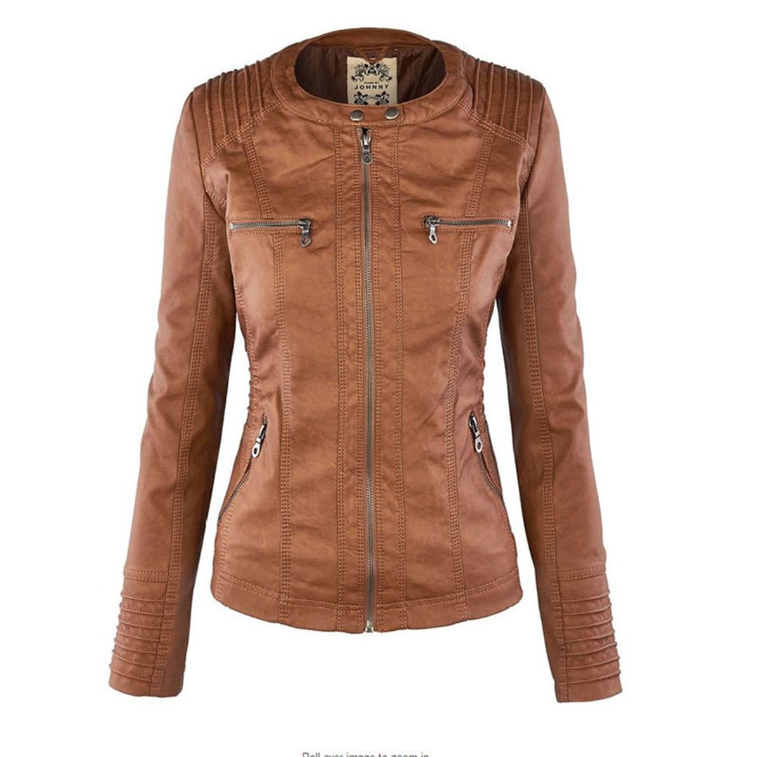 Kiara | Waterproof Hooded Leather Jacket