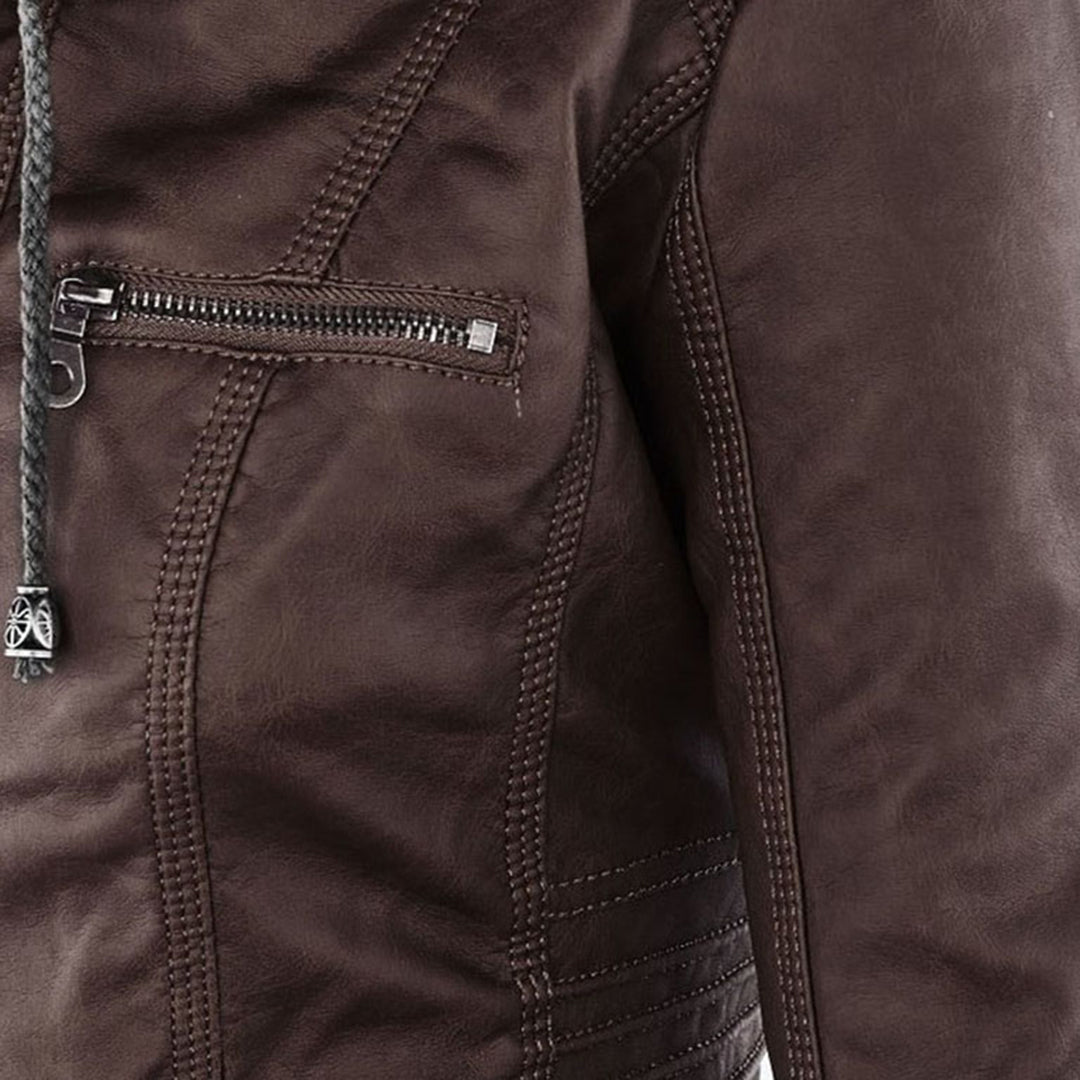Kiara | Waterproof Hooded Leather Jacket