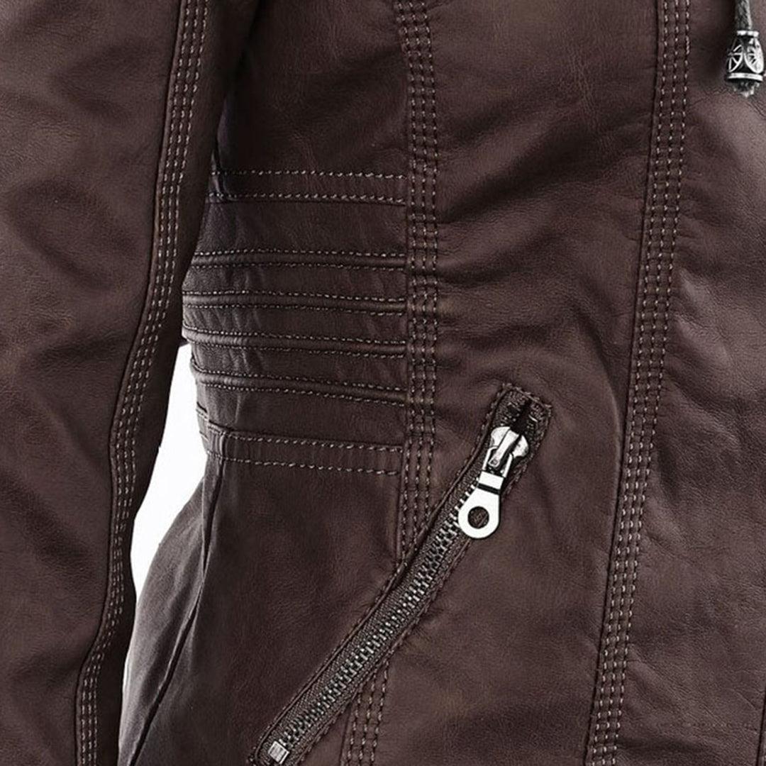 Kiara | Waterproof Hooded Leather Jacket