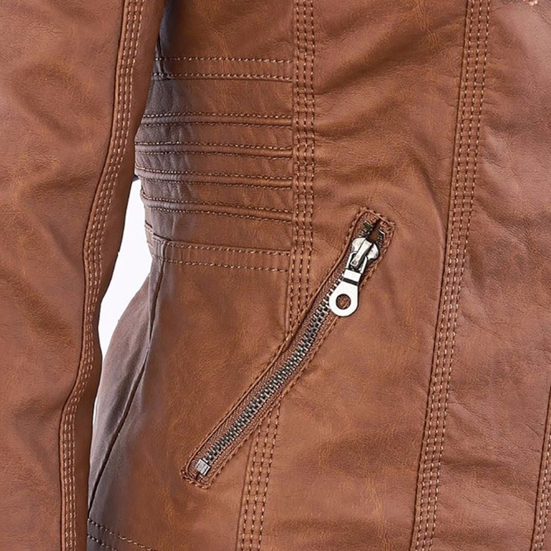 Kiara | Waterproof Hooded Leather Jacket