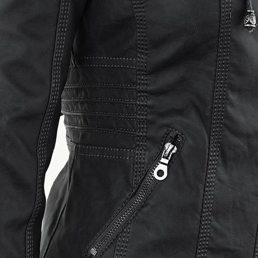 Kiara | Waterproof Hooded Leather Jacket