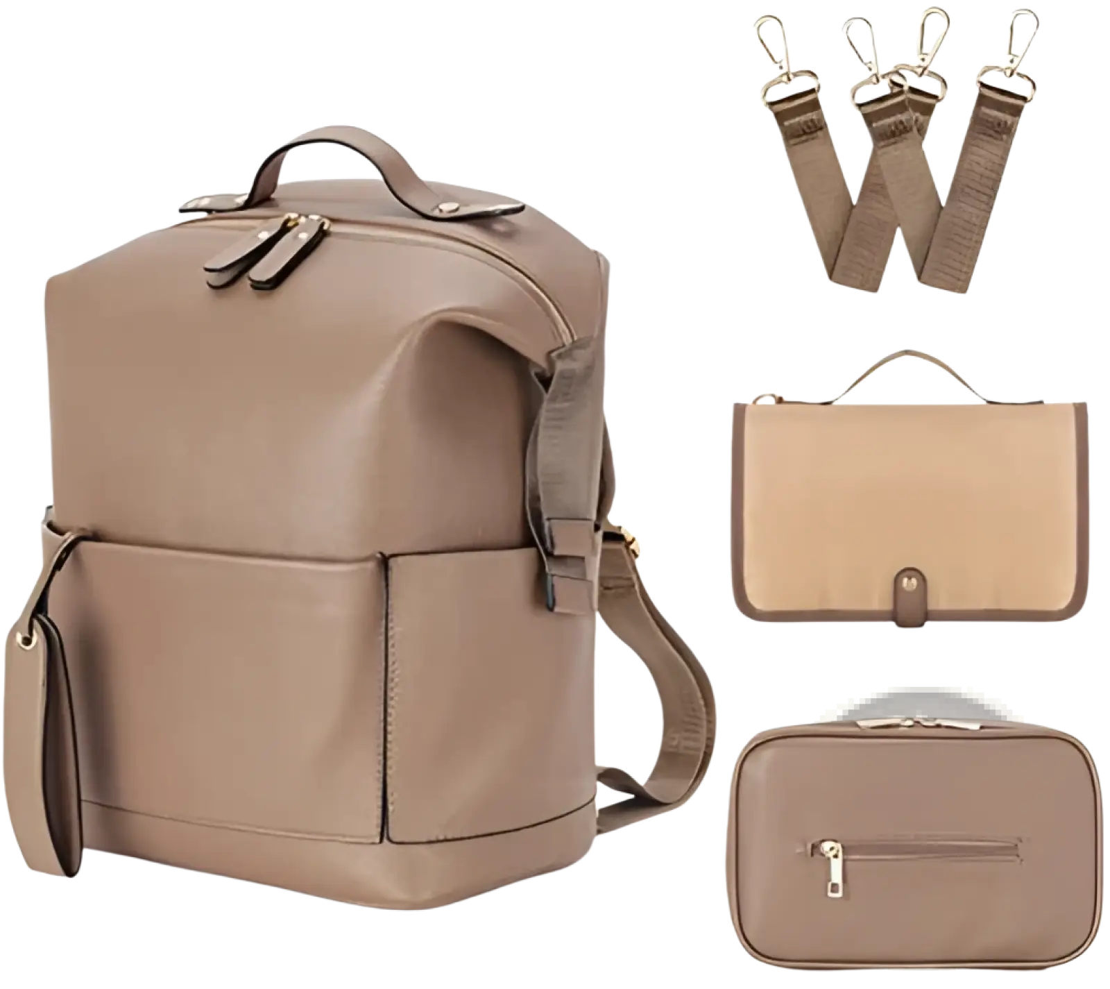 Leather Diaper Bag Backpack Large Capacity Set