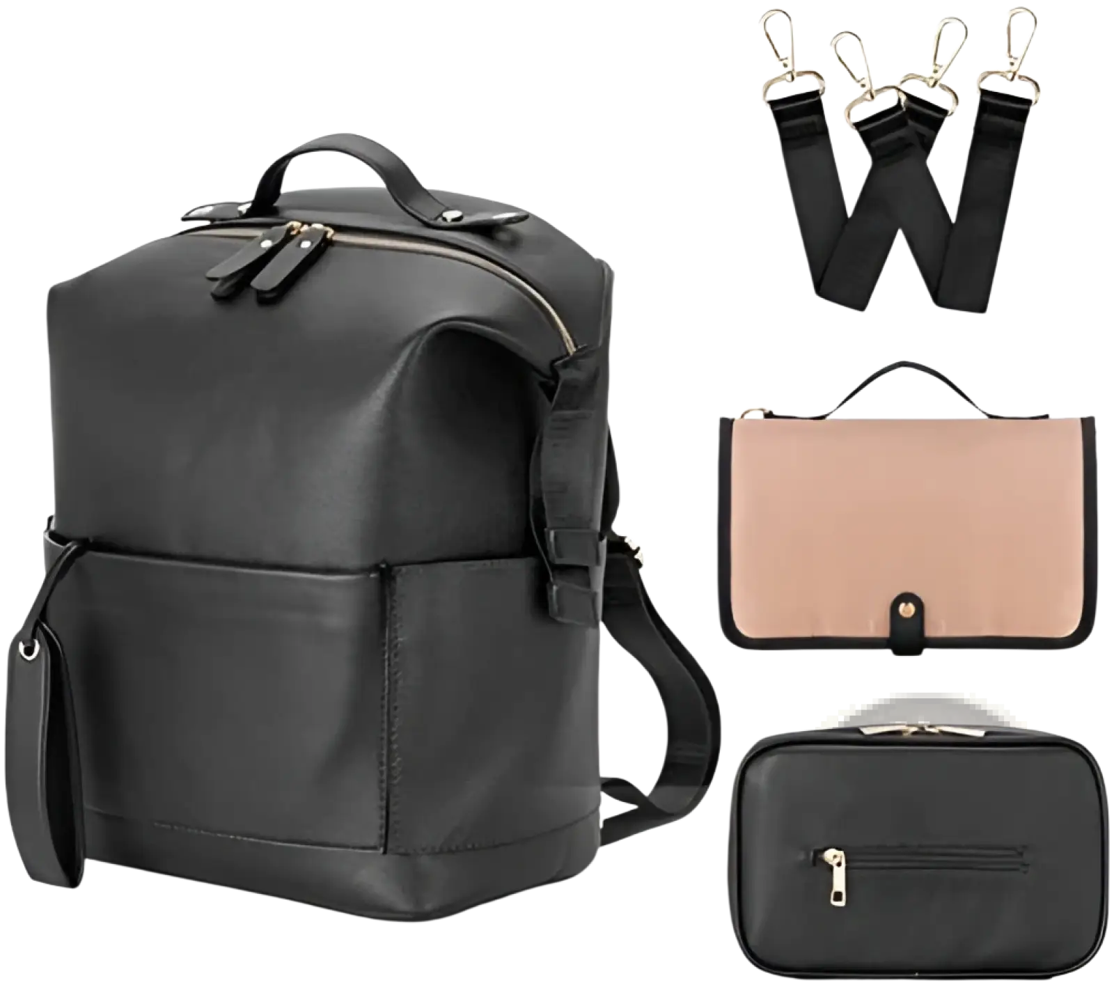 Leather Diaper Bag Backpack Large Capacity Set