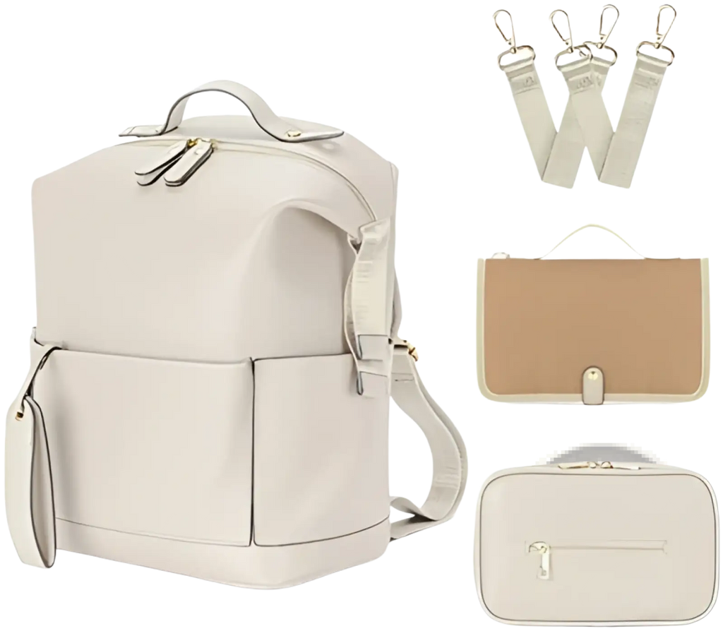 Leather Diaper Bag Backpack Large Capacity Set