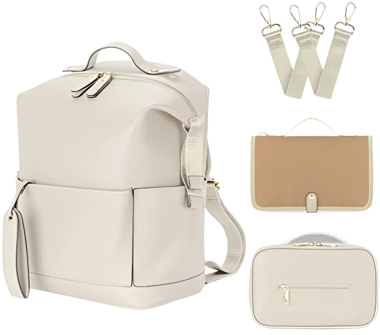 Leather Diaper Bag Backpack Large Capacity Set