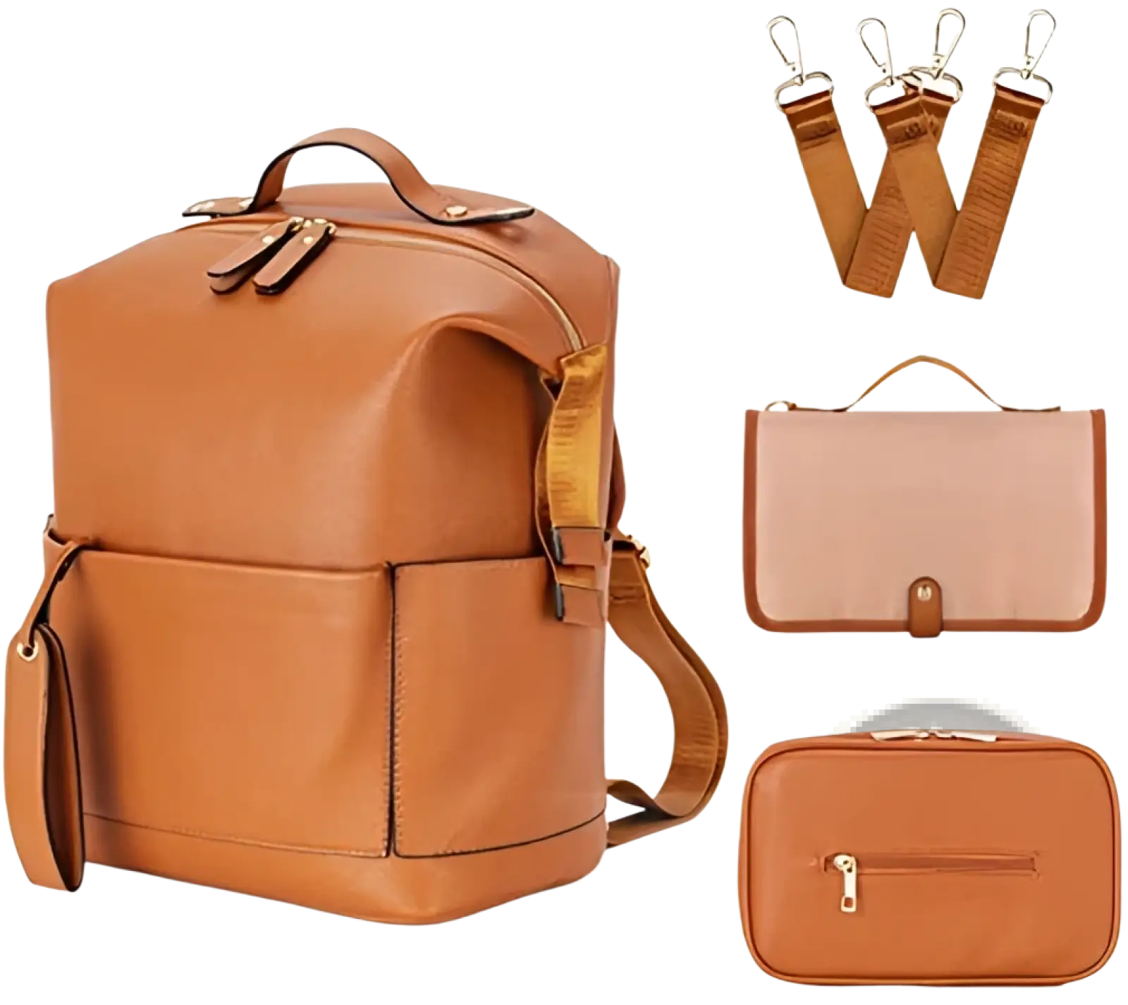 Leather Diaper Bag Backpack Large Capacity Set