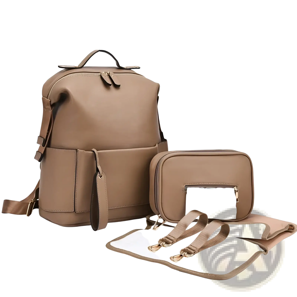 Leather Diaper Bag Backpack Large Capacity Set