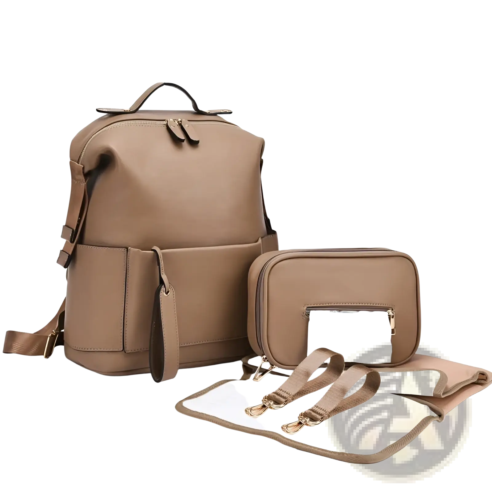 Leather Diaper Bag Backpack Large Capacity Set