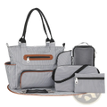 Multifunctional 8 Piece Striped Diaper Bag and Accessory Set