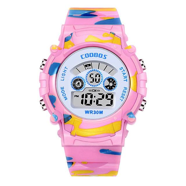Camouflage Kids Watches LED Colorful Flash Digital Waterproof Watch Sport Multi Function 30M with Alarm Stopwatch Digital for Boys & Girls