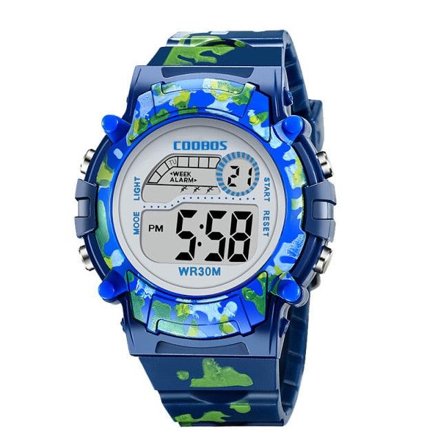 Camouflage Kids Watches LED Colorful Flash Digital Waterproof Watch Sport Multi Function 30M with Alarm Stopwatch Digital for Boys & Girls
